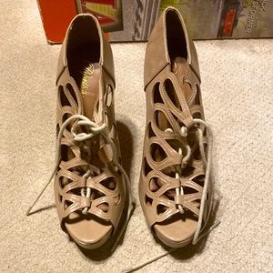 Nude cage heels